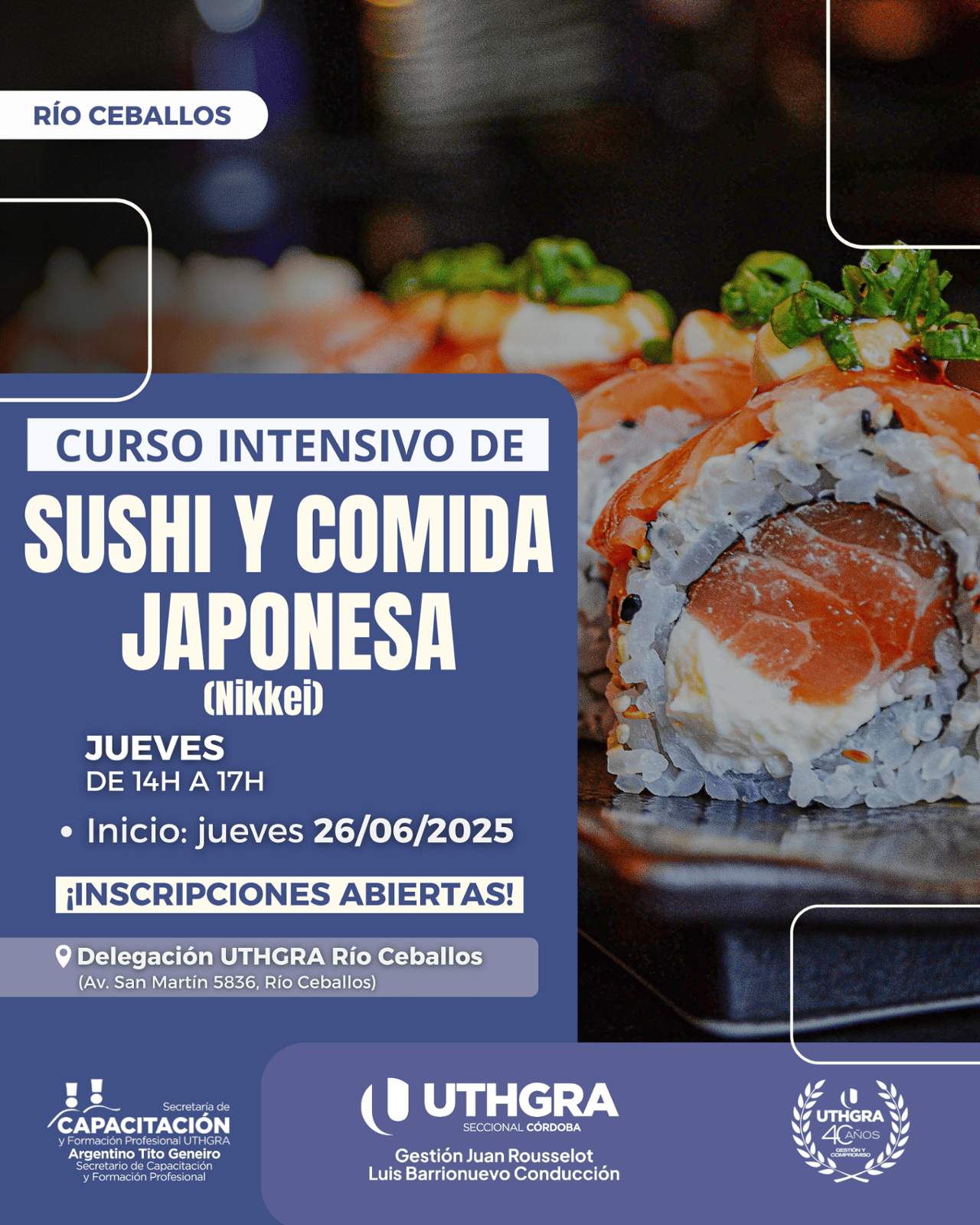Nuevo Curso de UTHGRA Córdoba - SUSHI y Comida Japonesa en Río Ceballos